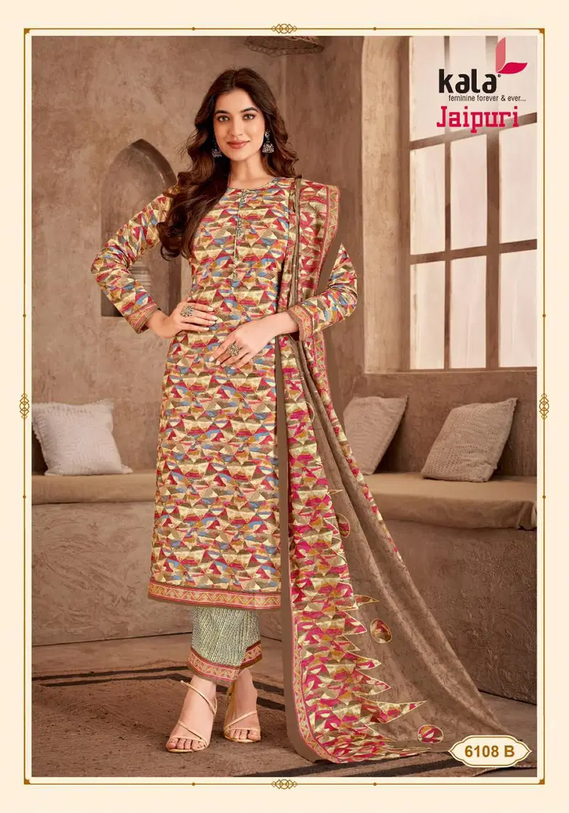 Jaipuri Vol 5 By Kala Printed Premium Cotton Dress Material Wholesalers In Delhi
